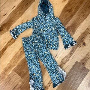 Kids Leopard Print Pajama Set - Blue and Yellow